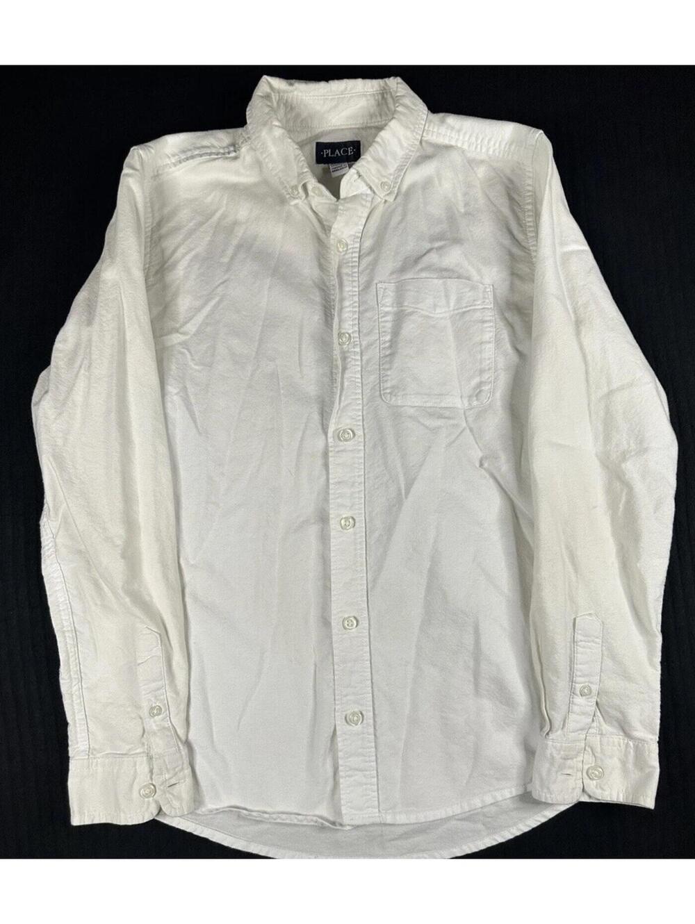 THE CHILDREN'S PLACE Boy's Button-Down /Up Shirt, Sz 16 XXL, White, Long-Sleeve
